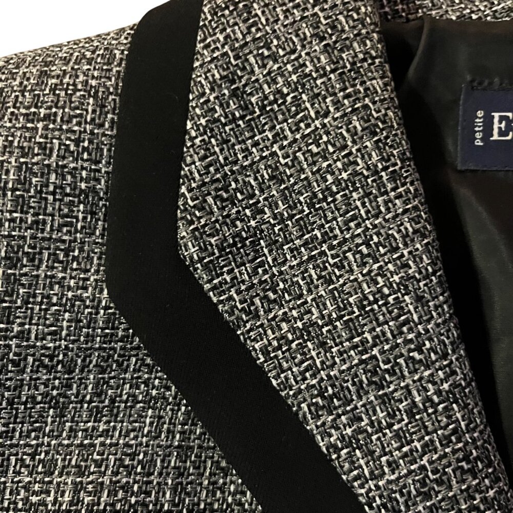 Evan-Picone Blazer Jacket Womens 12P Used Gray Black Trim Lined Petite - Picture 11 of 16
